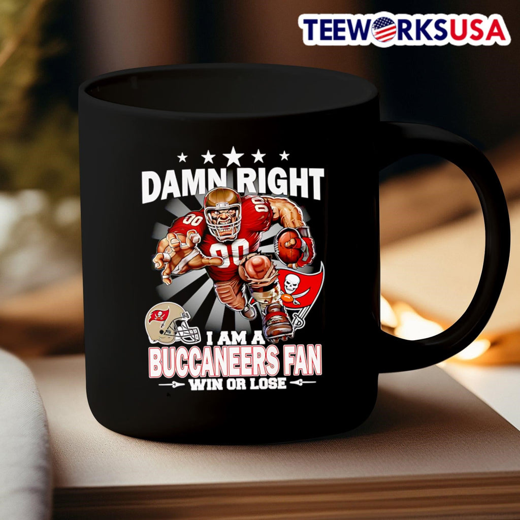 Damn right I am a Buccaneers fan win or lose mascot - Adult & Kids T-Shirts, Sweatshirts & Hoodies apparel design preview 3