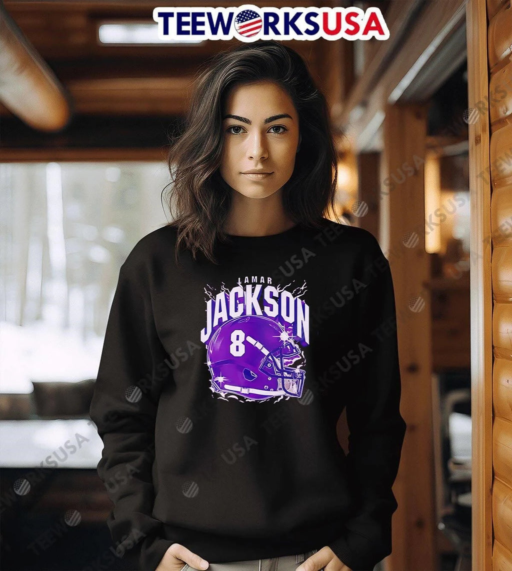Lamar Jackson Football Helmet 8 Baltimore Ravens - Adult & Kids T-Shirts, Sweatshirts & Hoodies apparel design preview 6