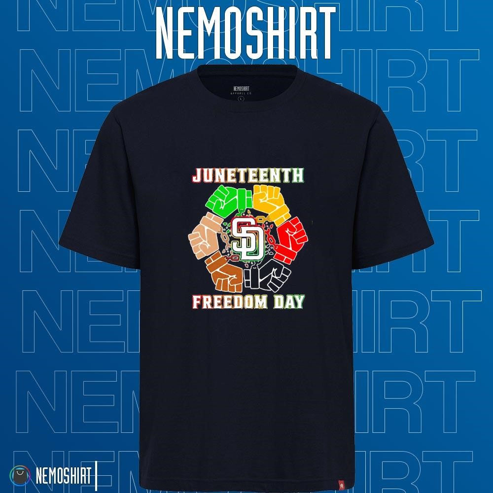 San Diego Padres Juneteenth freedom day - Adult & Kids T-Shirts, Sweatshirts & Hoodies apparel design preview 1