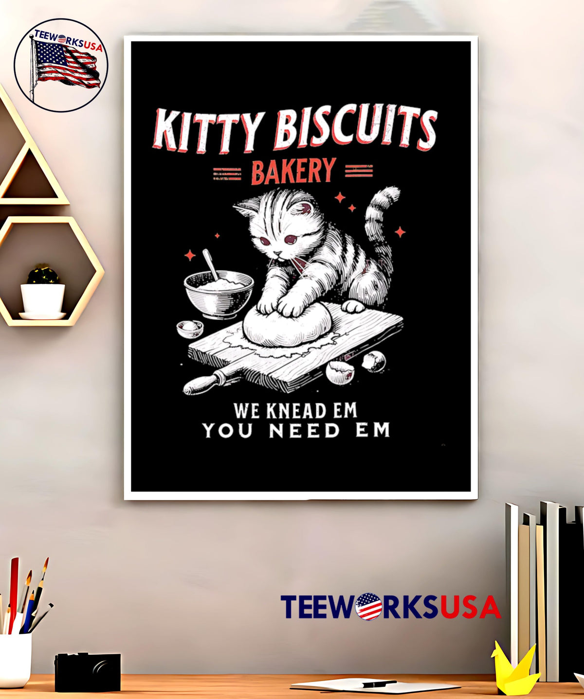 Kitty Biscuits Cat We Knead Em You Need - Adult & Kids T-Shirts, Sweatshirts & Hoodies apparel design preview 5