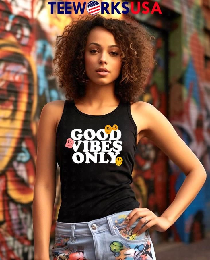 Good Vibes Only smiling face emoji - Adult & Kids T-Shirts, Sweatshirts & Hoodies apparel design preview 7