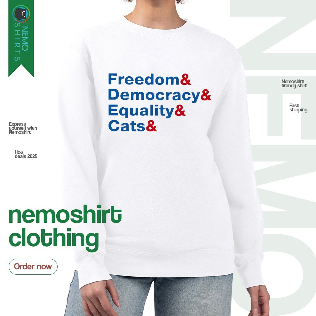 Freedom and democracy equality cats - Adult & Kids T-Shirts, Sweatshirts & Hoodies apparel design preview 4