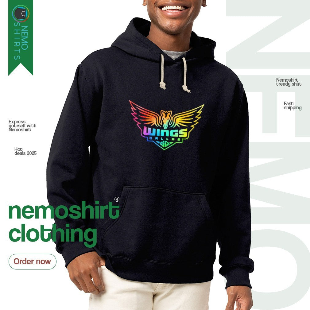 Dallas Wings rainbow Pride logo - Adult & Kids T-Shirts, Sweatshirts & Hoodies apparel design preview 2