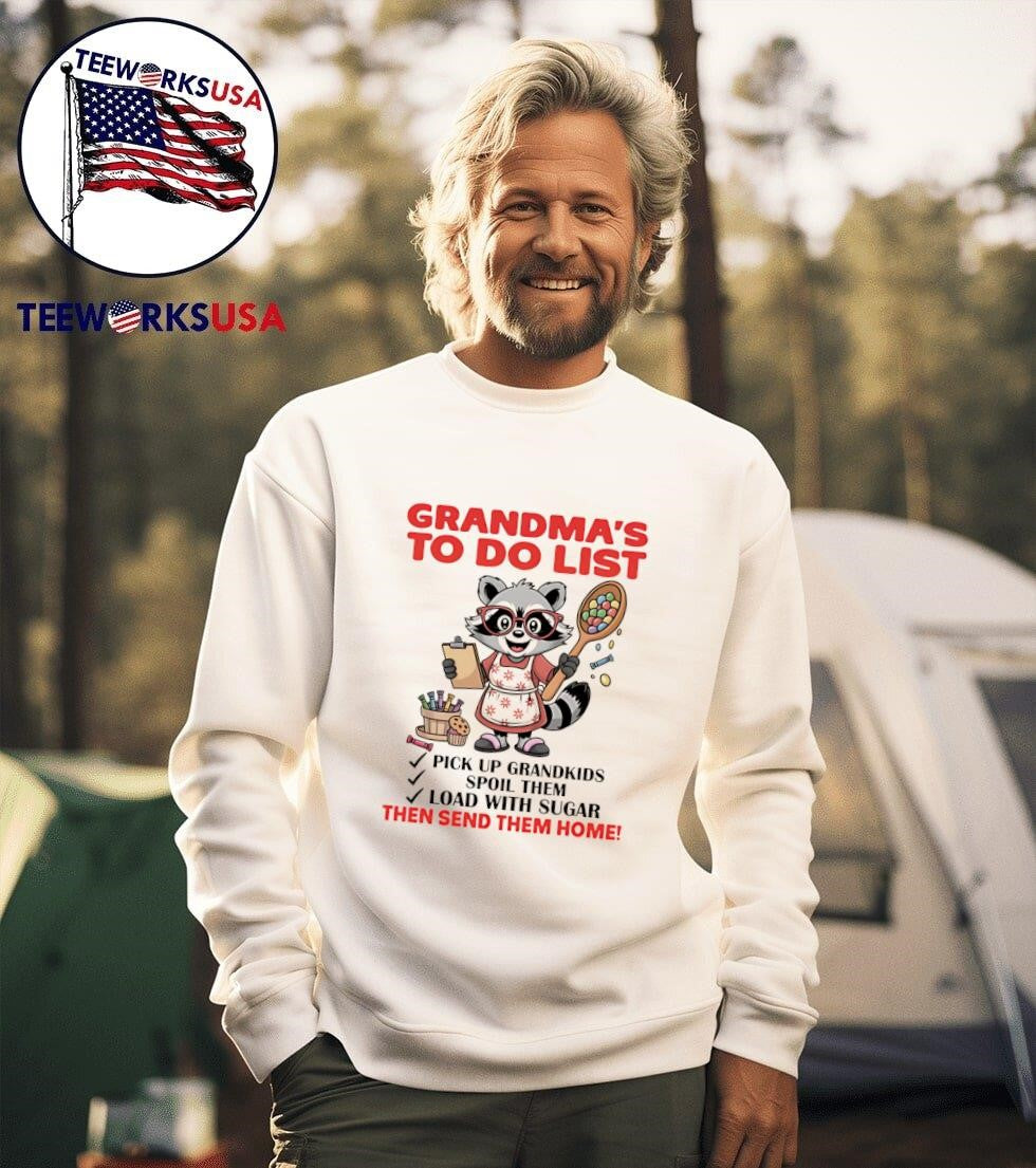 Raccoon grandma's to do list then send them home - Adult & Kids T-Shirts, Sweatshirts & Hoodies apparel design preview 3