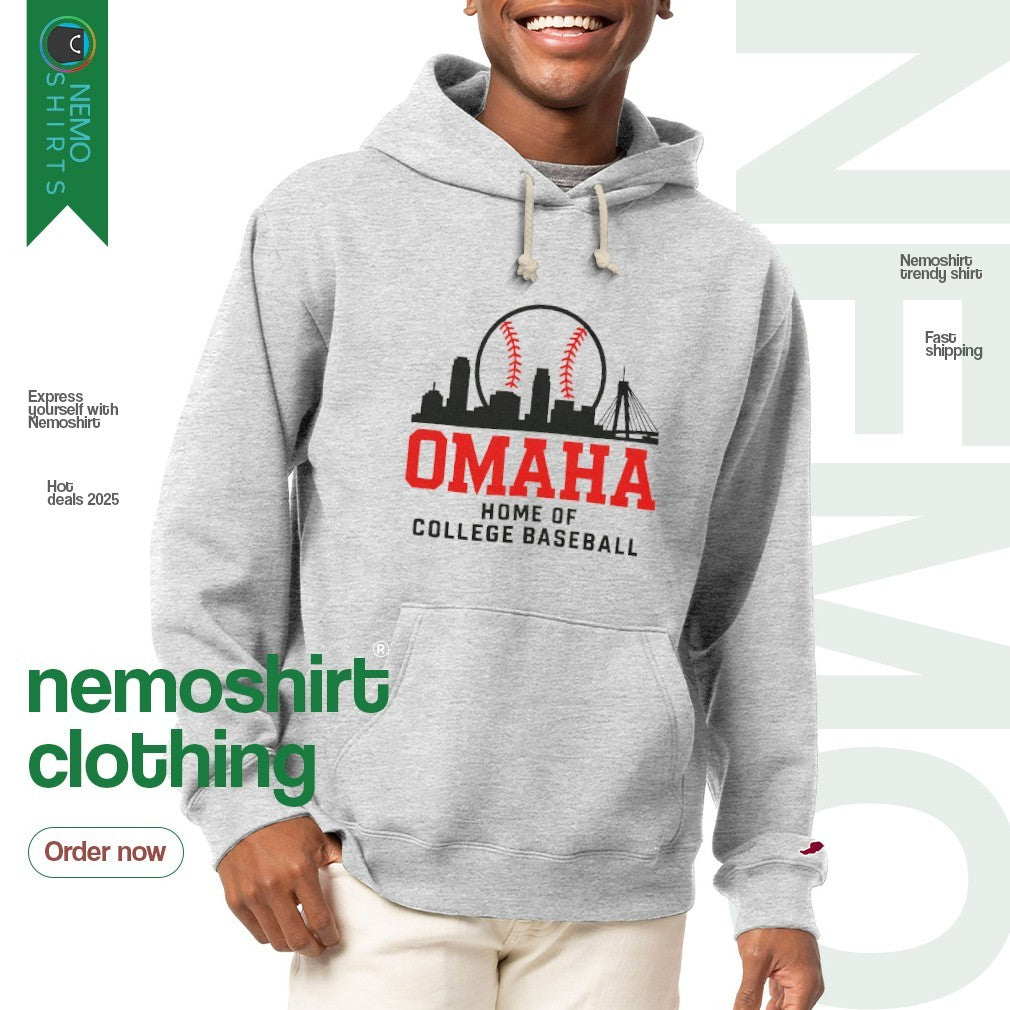 Omaha home of college baseball skyline - Adult & Kids T-Shirts, Sweatshirts & Hoodies apparel design preview 2