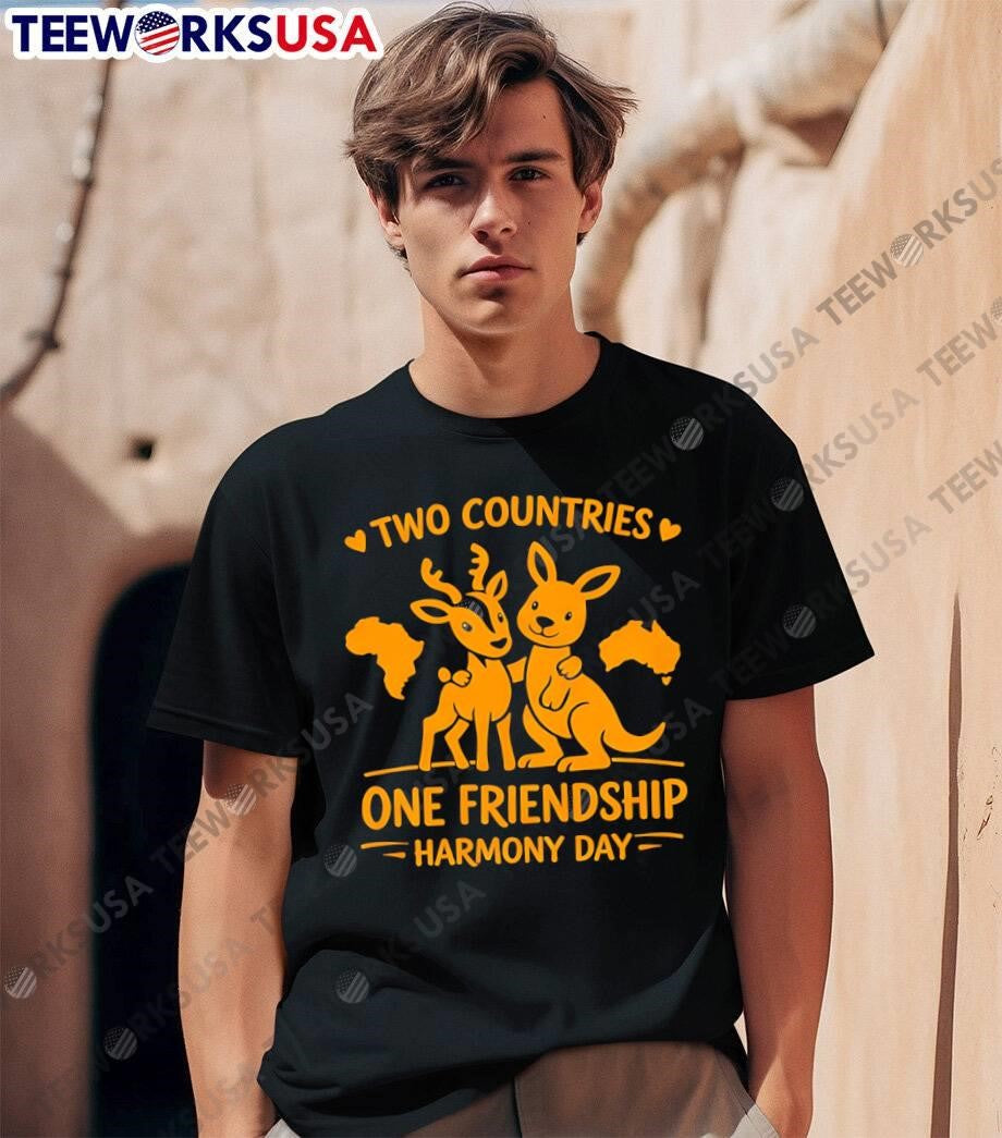 Two Countries Deer Kangaroo One Friendship Harmony - Adult & Kids T-Shirts, Sweatshirts & Hoodies apparel design preview 1