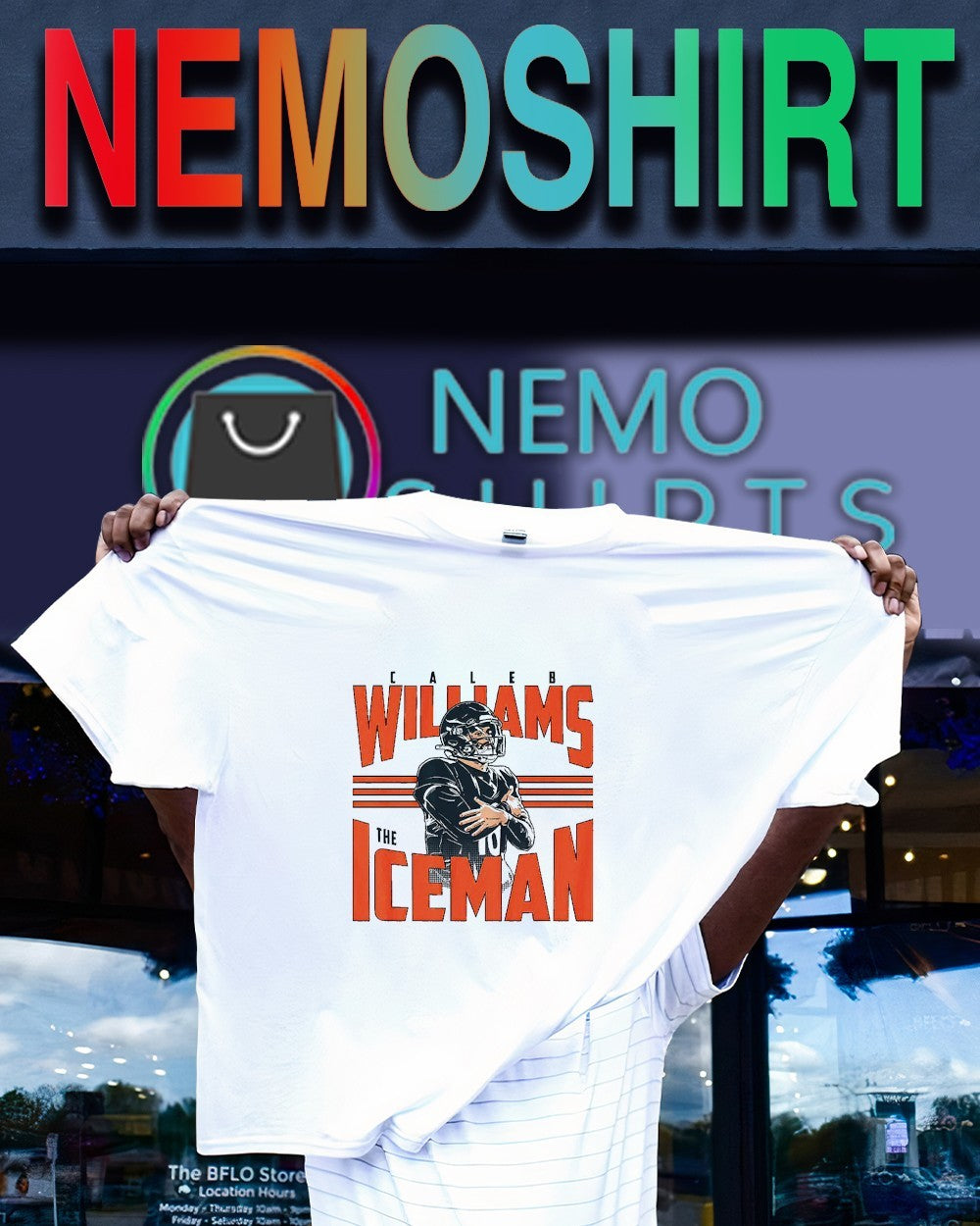 Chicago Bears Caleb Williams the Iceman celebration - Adult & Kids T-Shirts, Sweatshirts & Hoodies apparel design preview 1