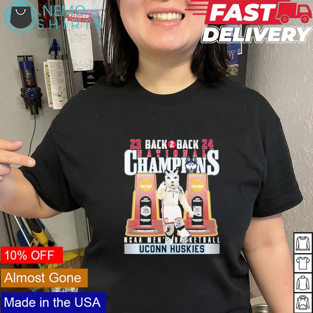 Uconn Huskies 23 24 back 2 national champions mascot - Adult & Kids T-Shirts, Sweatshirts & Hoodies apparel design preview 2