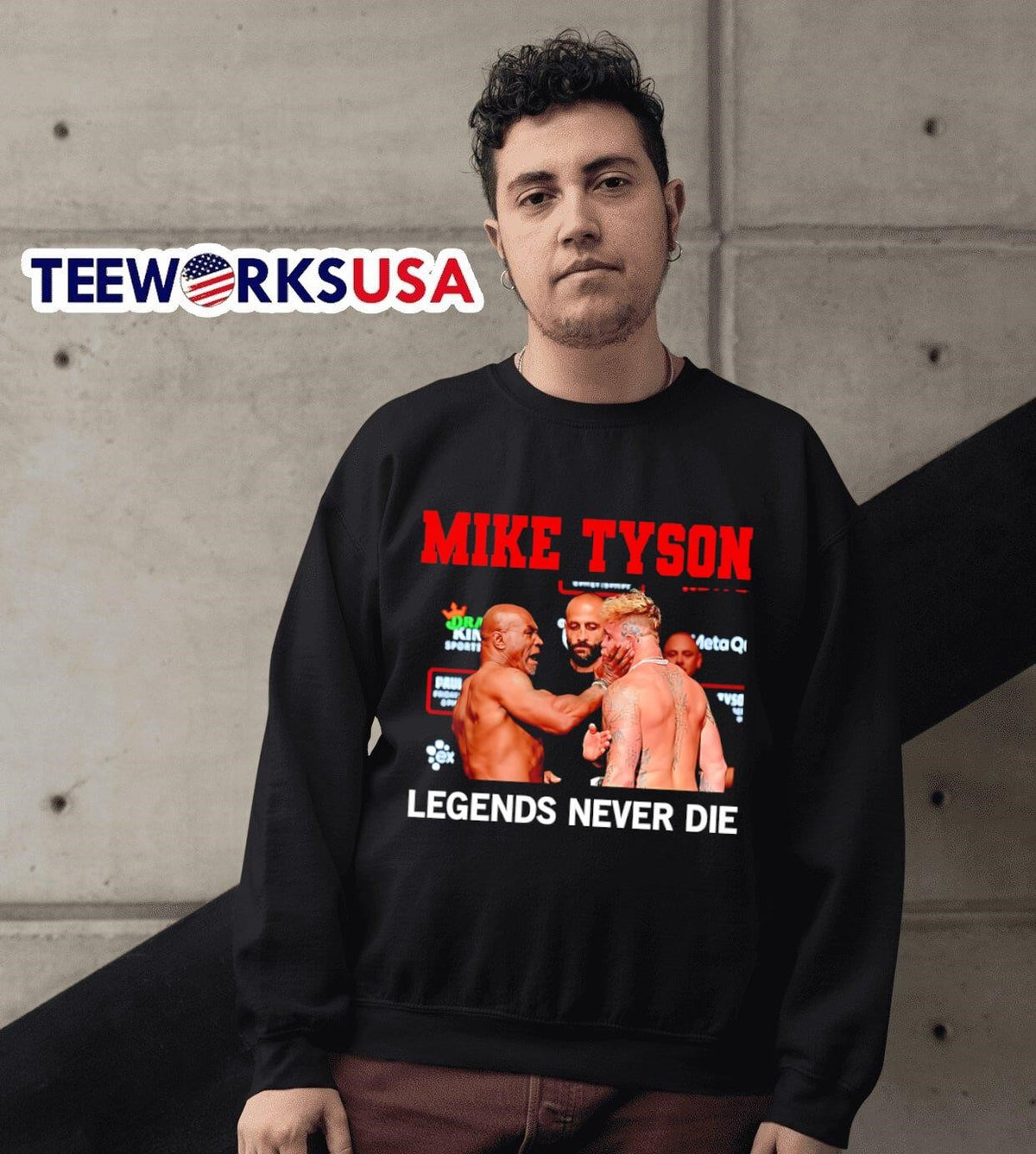 Mike Tyson slaps Jake Paul Legends never die - Adult & Kids T-Shirts, Sweatshirts & Hoodies apparel design preview 3