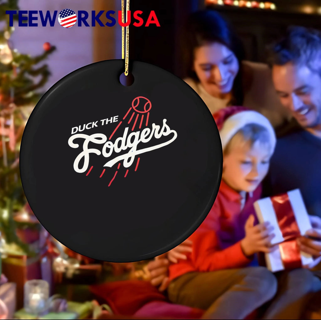 Duck The Fodgers White Script Flying Baseball Red - Adult & Kids T-Shirts, Sweatshirts & Hoodies apparel design preview 4