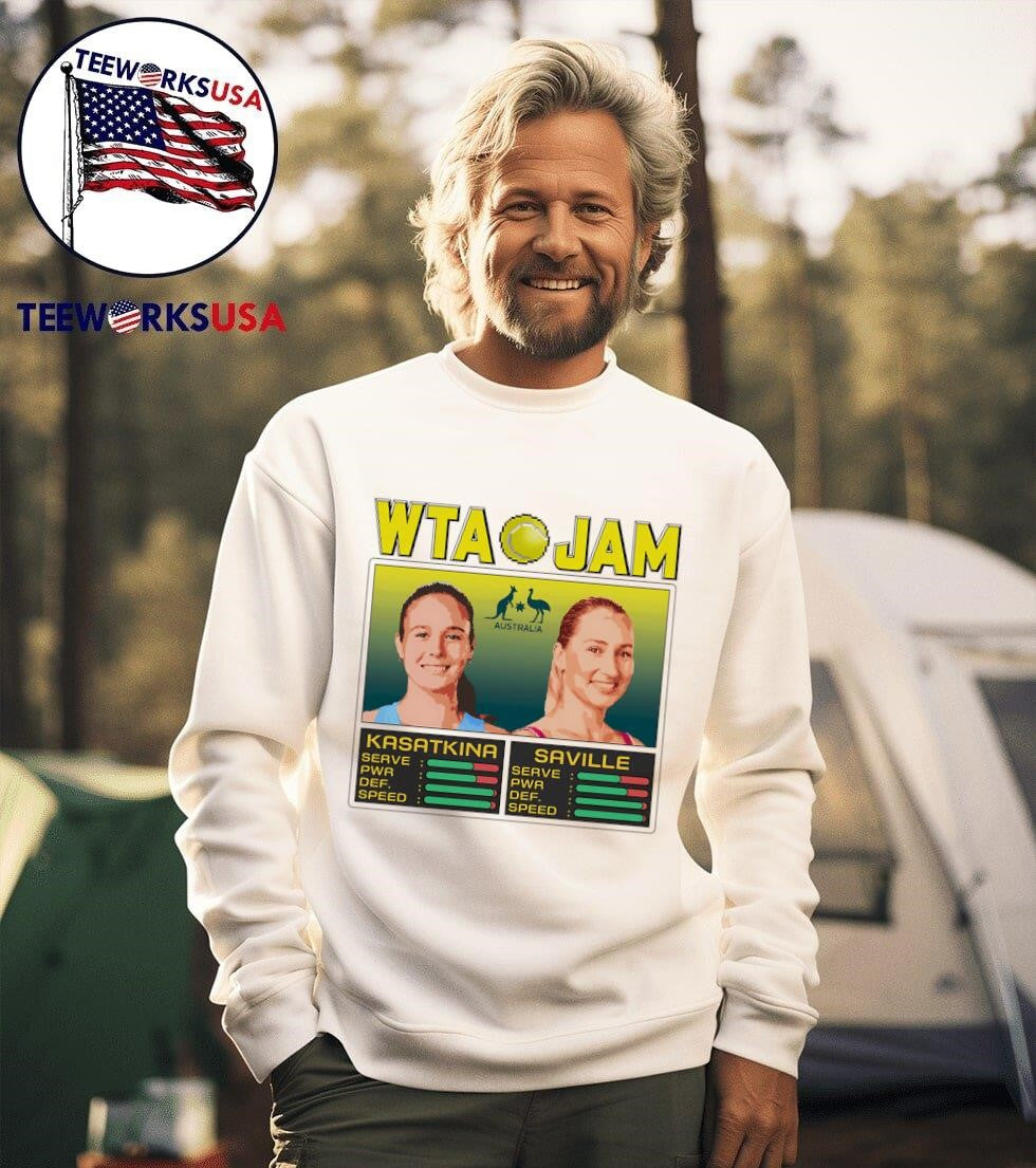 WTA Jam Kasatkina and Saville - Adult & Kids T-Shirts, Sweatshirts & Hoodies apparel design preview 3