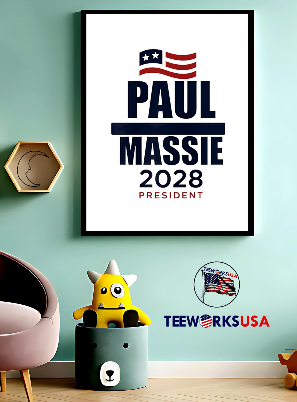 Paul Massie 2028 President - Adult & Kids T-Shirts, Sweatshirts & Hoodies apparel design preview 3