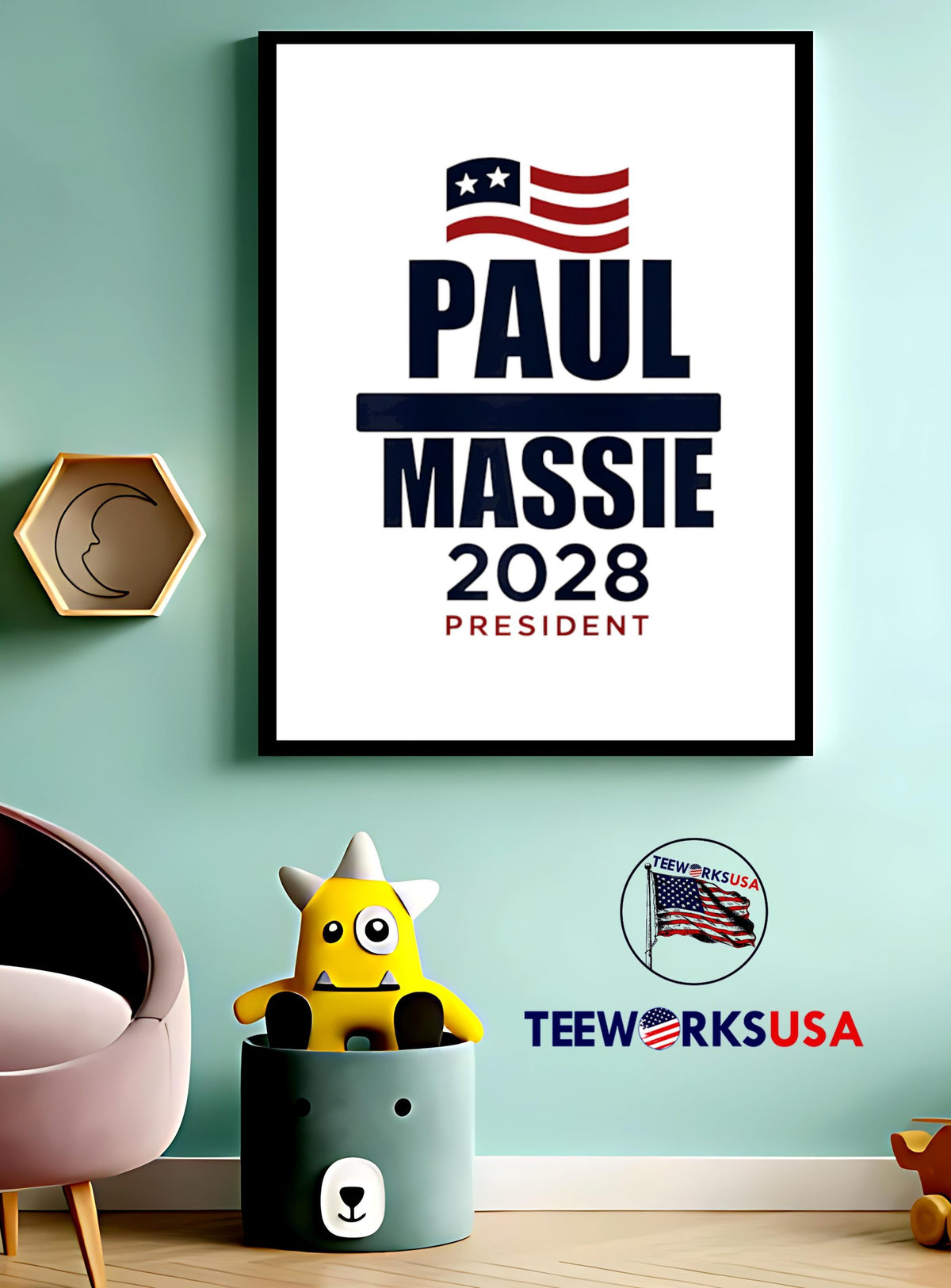 Paul Massie 2028 President - Adult & Kids T-Shirts, Sweatshirts & Hoodies apparel design preview 3