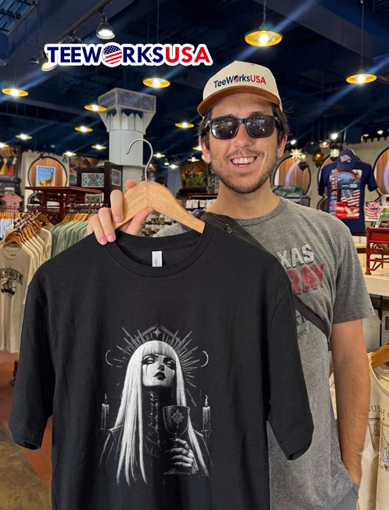 Gothic woman holding chalice candles - Adult & Kids T-Shirts, Sweatshirts & Hoodies apparel design preview 2