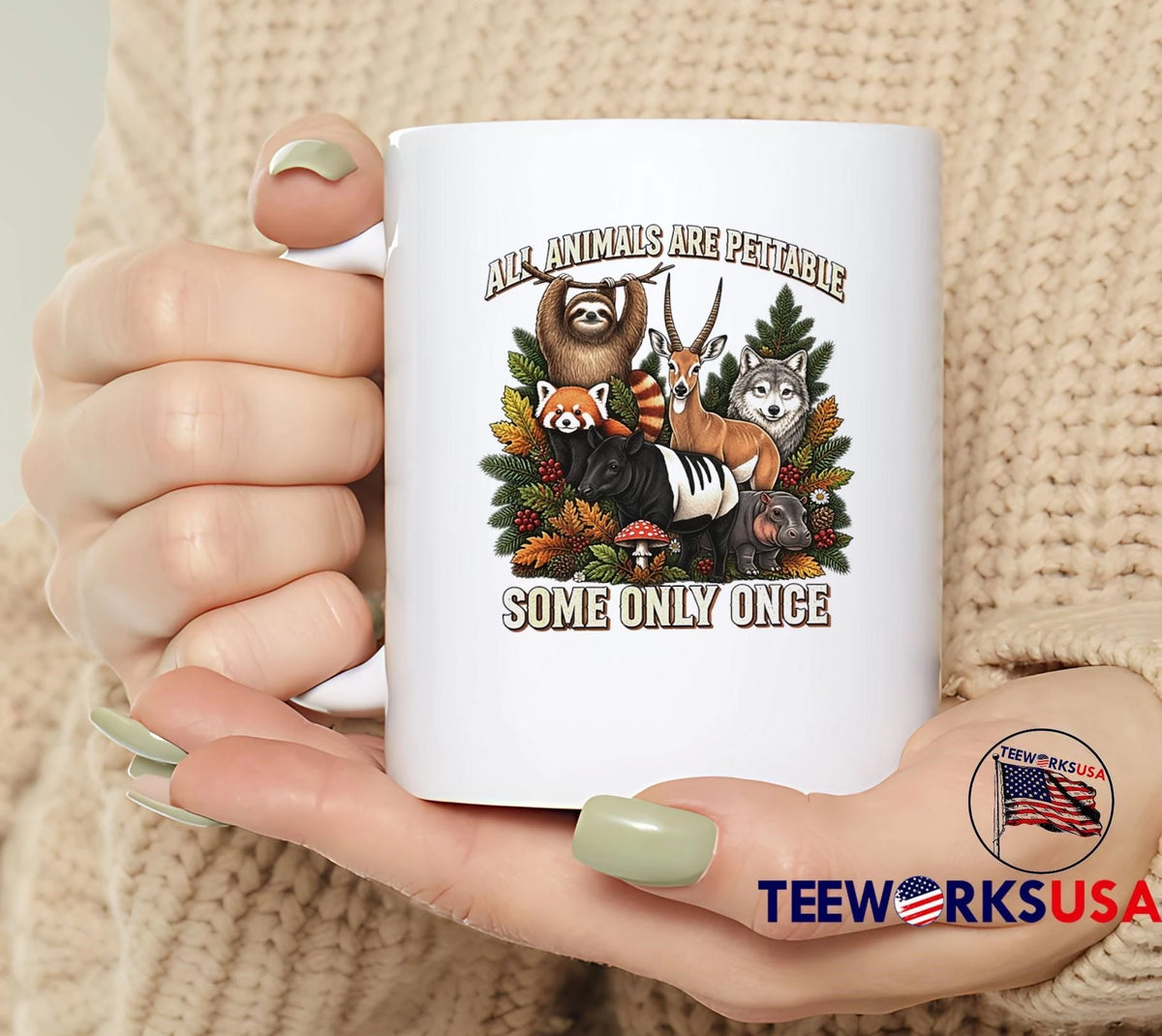 All Animals Are Pettable Some Only Once Sloth - Adult & Kids T-Shirts, Sweatshirts & Hoodies apparel design preview 4