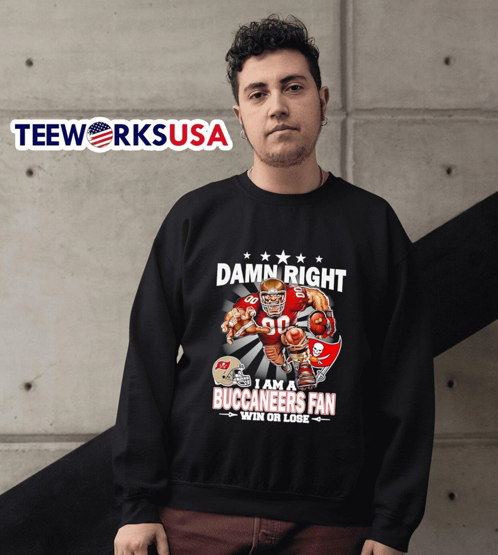 Damn right I am a Buccaneers fan win or lose mascot - Adult & Kids T-Shirts, Sweatshirts & Hoodies apparel design preview 6