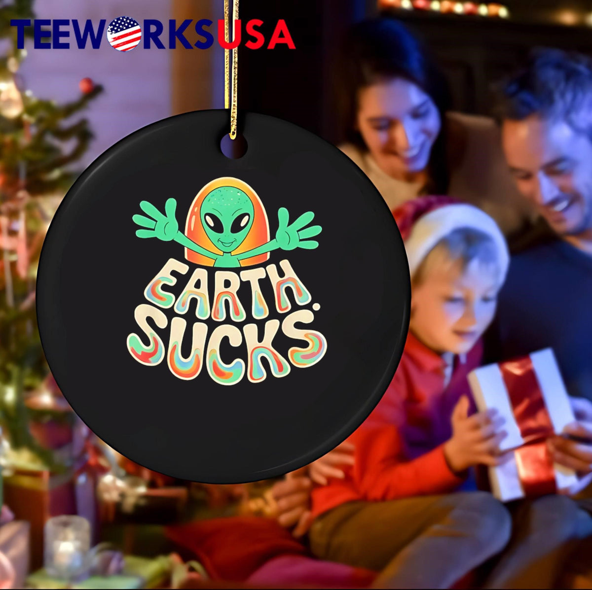 Earth Sucks Funny Alien Head Retro - Adult & Kids T-Shirts, Sweatshirts & Hoodies apparel design preview 4