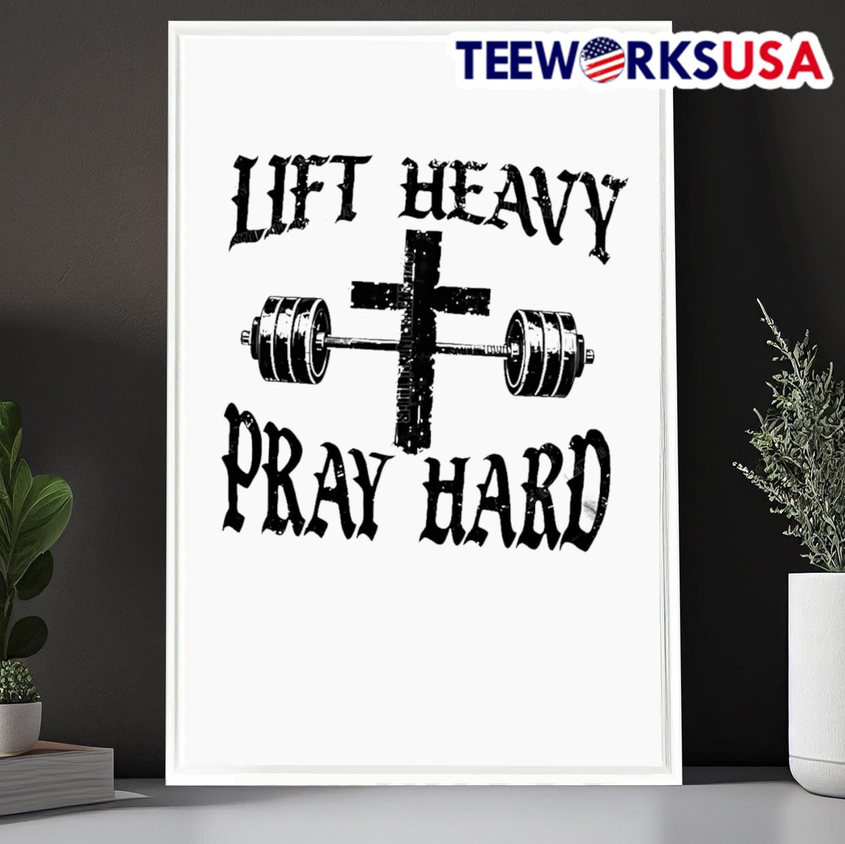 Lift Heavy Pray Hard With Cross And Barbell - Adult & Kids T-Shirts, Sweatshirts & Hoodies apparel design preview 6