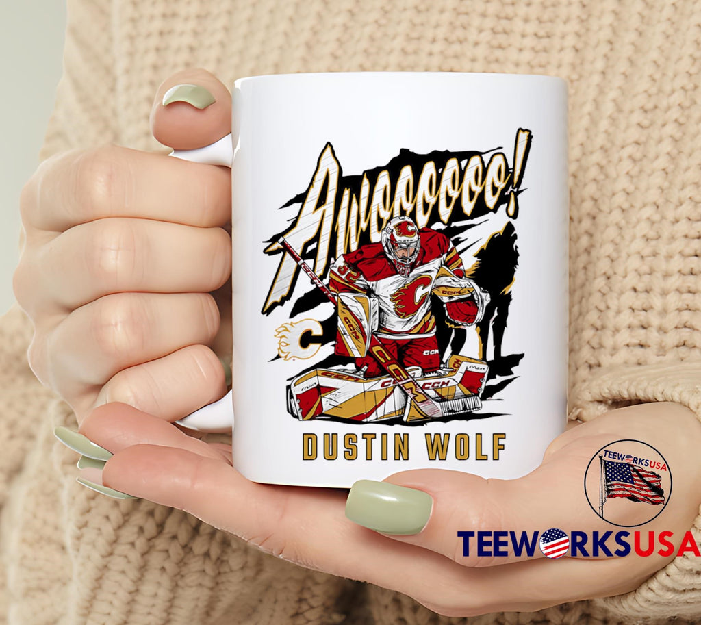 Awoooooo Dustin Wolf Calgary Flames hockey graphic - Adult & Kids T-Shirts, Sweatshirts & Hoodies apparel design preview 6
