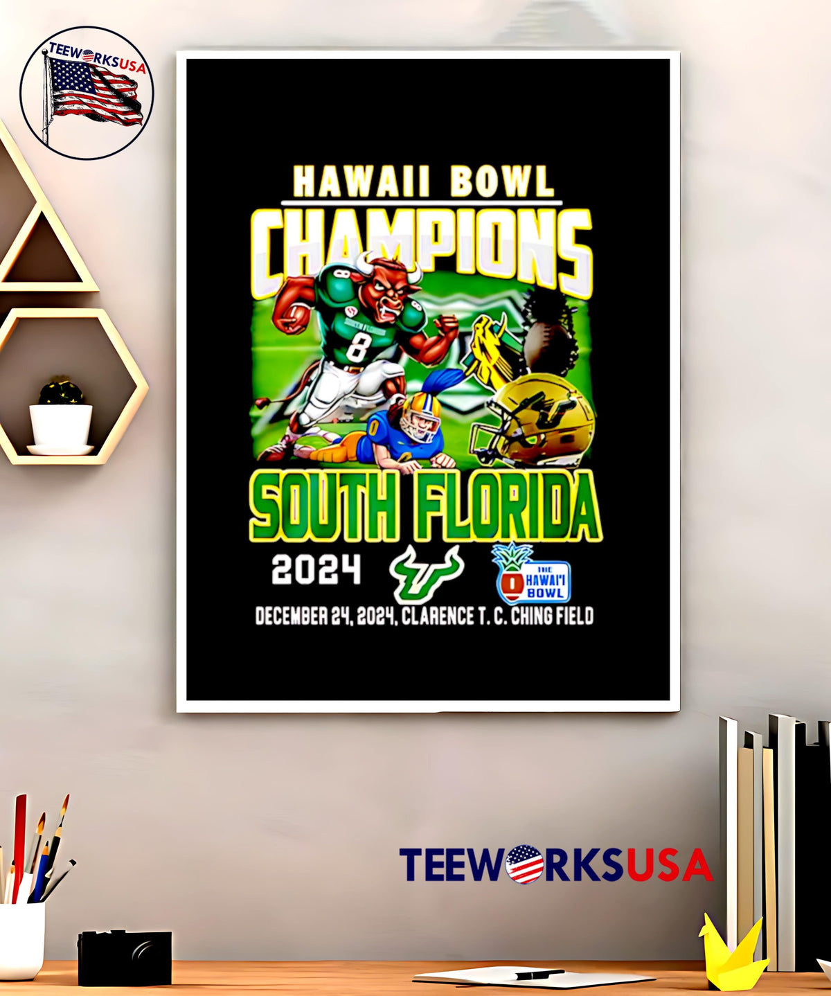 Hawaii Bowl Champions South Florida 2024 - Adult & Kids T-Shirts, Sweatshirts & Hoodies apparel design preview 5