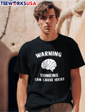 Warning Thinking Can Cause Ideas White Human Brain - Adult & Kids T-Shirts, Sweatshirts & Hoodies apparel design preview 1
