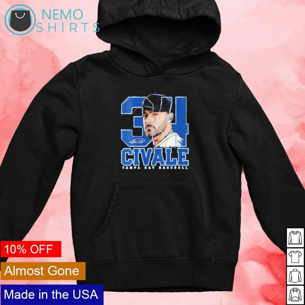 Aaron Civale Tampa Bay Rays no 34 signture silhouette - Adult & Kids T-Shirts, Sweatshirts & Hoodies apparel design preview 4