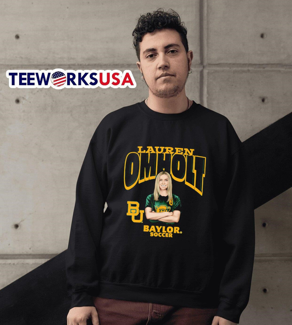 Lauren Omholt Baylor soccer illustrated - Adult & Kids T-Shirts, Sweatshirts & Hoodies apparel design preview 6