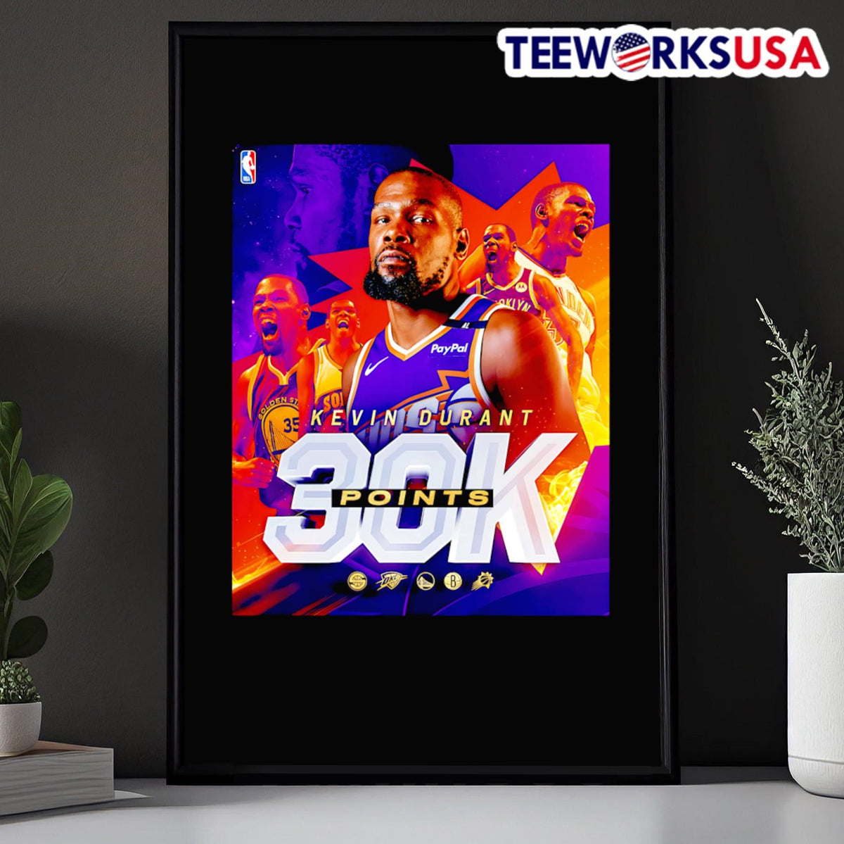 Kevin Durant 30k points poster - Adult & Kids T-Shirts, Sweatshirts & Hoodies apparel design preview 5