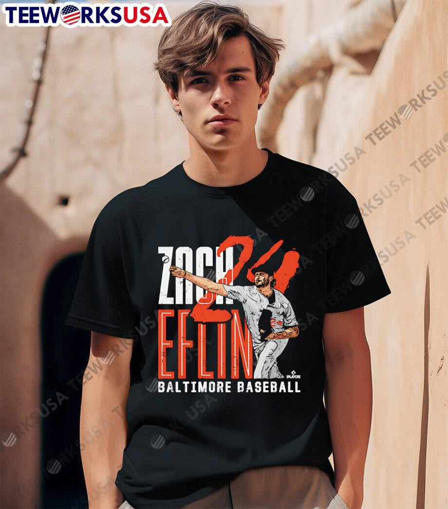 Zach Eflin 24 Baltimore Orioles graphic - Adult & Kids T-Shirts, Sweatshirts & Hoodies apparel design preview 1