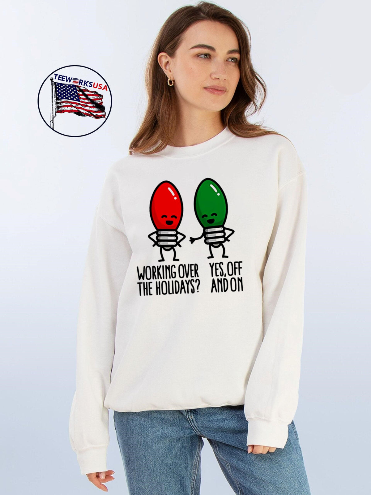 Christmas lights pun Working over holidays funny 2025 - Adult & Kids T-Shirts, Sweatshirts & Hoodies apparel design preview 4