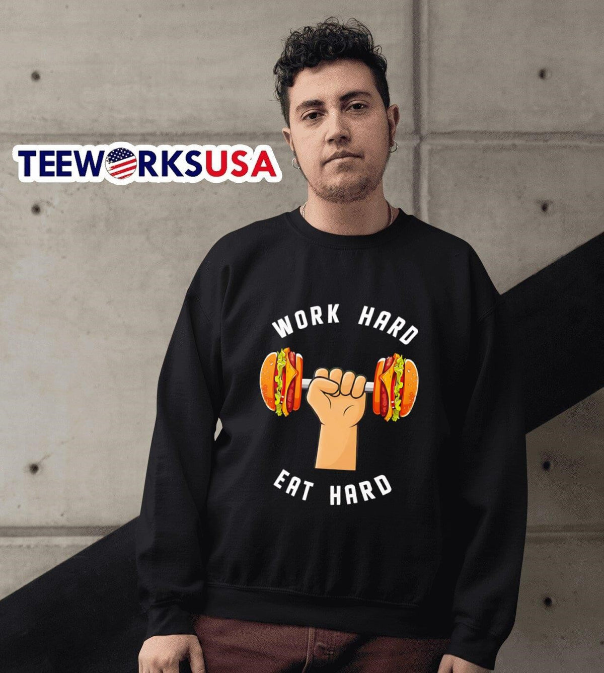 Hamburger work hard eat - Adult & Kids T-Shirts, Sweatshirts & Hoodies apparel design preview 6