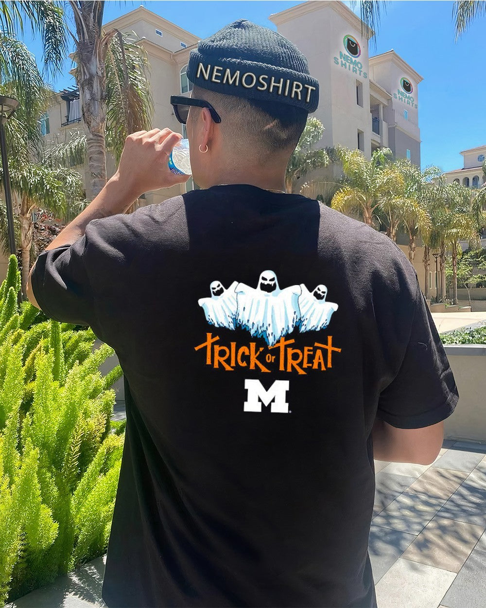 Ghost trick or treat Michigan Wolverines halloween - Adult & Kids T-Shirts, Sweatshirts & Hoodies apparel design preview 4