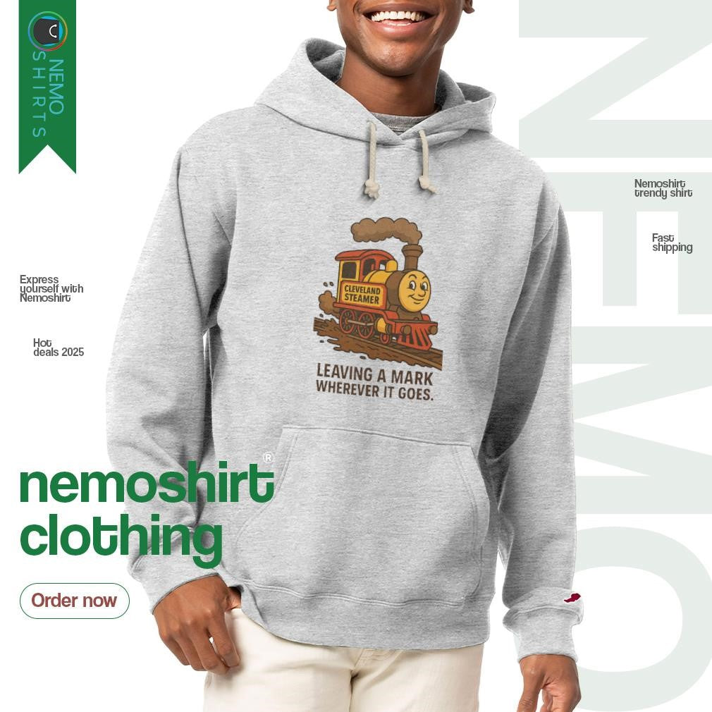 Leaving a mark wherever it goes Cleveland steamer - Adult & Kids T-Shirts, Sweatshirts & Hoodies apparel design preview 2