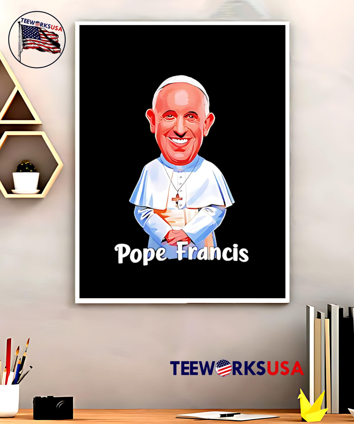 Pope Francis Pray for 1936 2025 Caricature - Adult & Kids T-Shirts, Sweatshirts & Hoodies apparel design preview 5