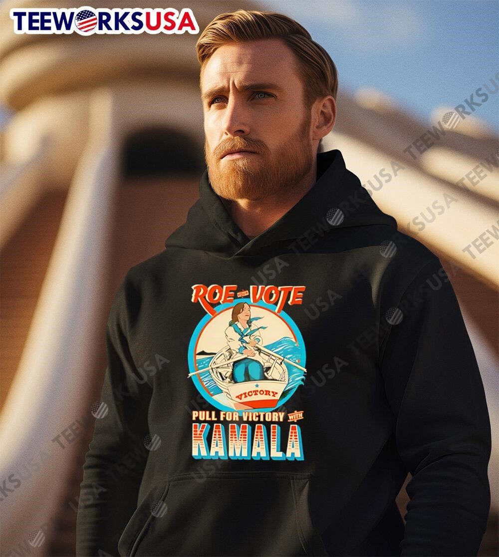 Roe your vote pull for victory with Kamala - Adult & Kids T-Shirts, Sweatshirts & Hoodies apparel design preview 2