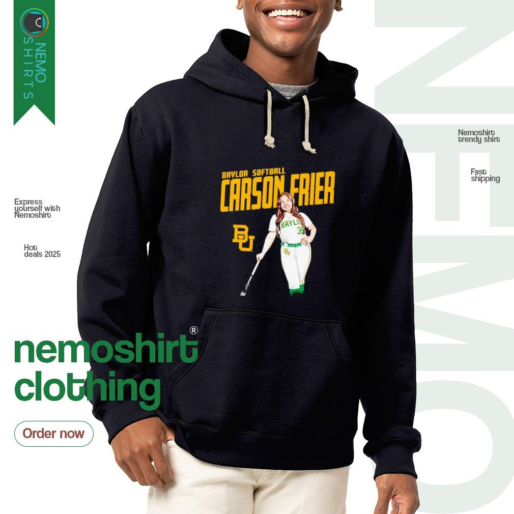 Carson Frier Baylor Bears softball illustrated - Adult & Kids T-Shirts, Sweatshirts & Hoodies apparel design preview 2