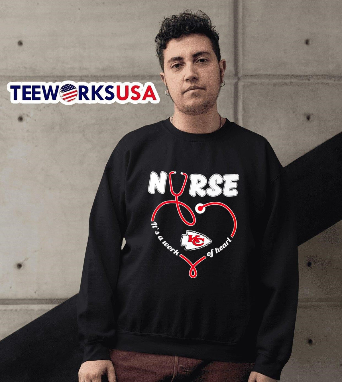 Nurse it's a work of heart Kansas City Chiefs - Adult & Kids T-Shirts, Sweatshirts & Hoodies apparel design preview 6