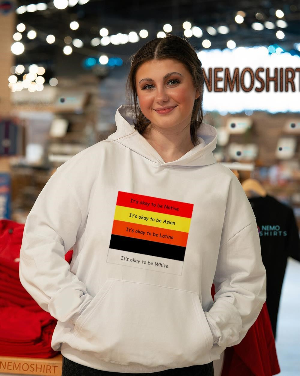It's okay to be Native Asian Latino White - Adult & Kids T-Shirts, Sweatshirts & Hoodies apparel design preview 3