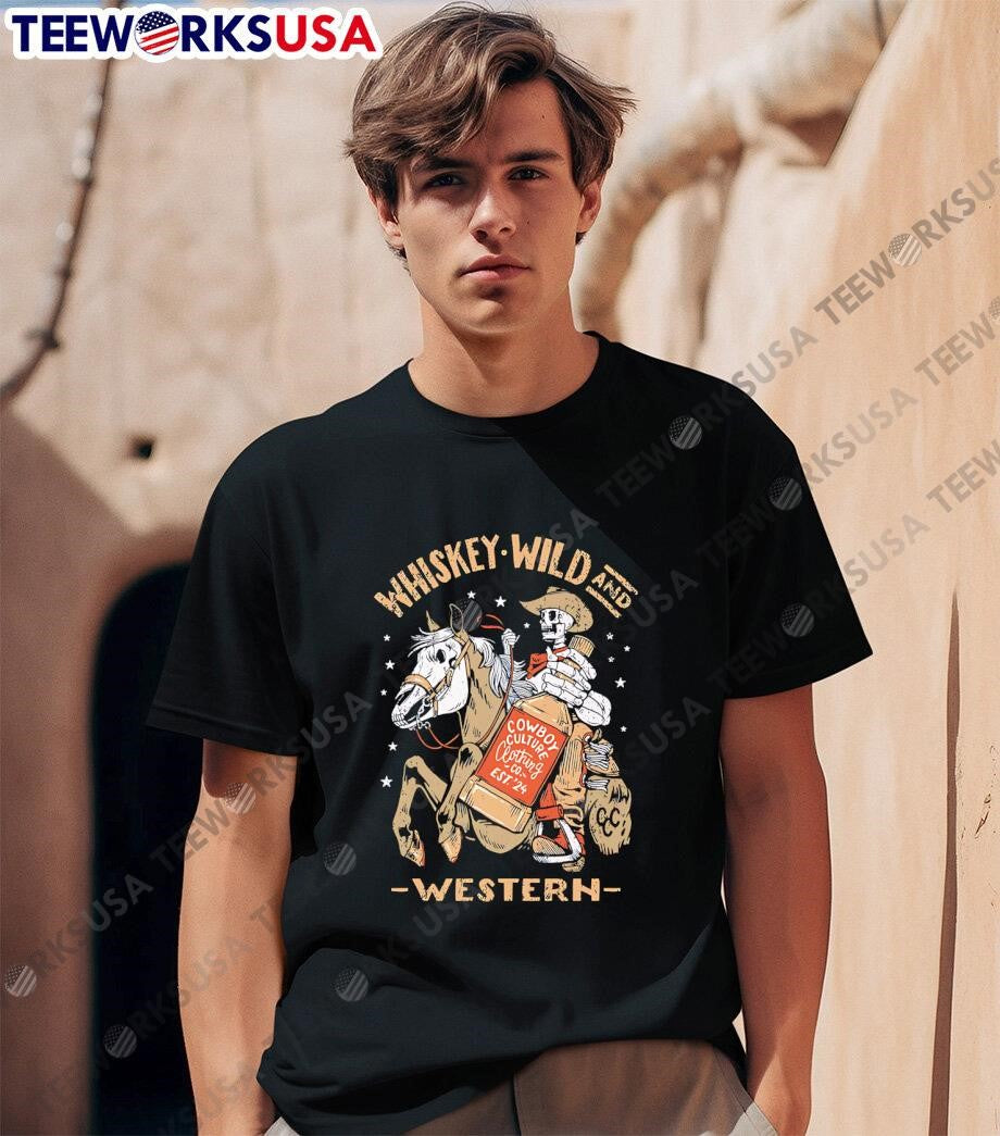 Whiskey Wild And Western Cowboy Skeleton - Adult & Kids T-Shirts, Sweatshirts & Hoodies apparel design preview 1