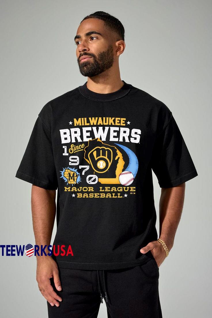 Milwaukee Brewers since 1970 Major League Baseball - Adult & Kids T-Shirts, Sweatshirts & Hoodies apparel design preview 1