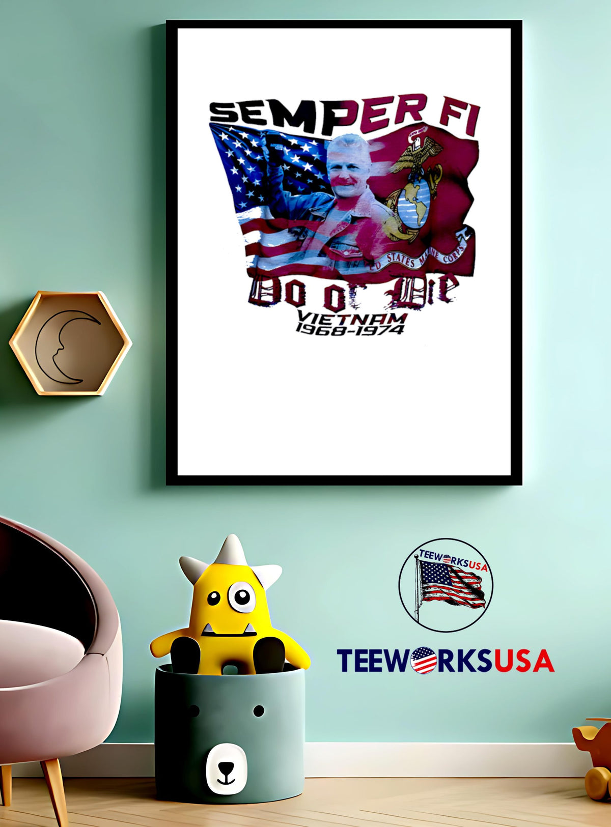 Semper Fi Do Off Die Viet Nam 1968-1974 - Adult & Kids T-Shirts, Sweatshirts & Hoodies apparel design preview 3
