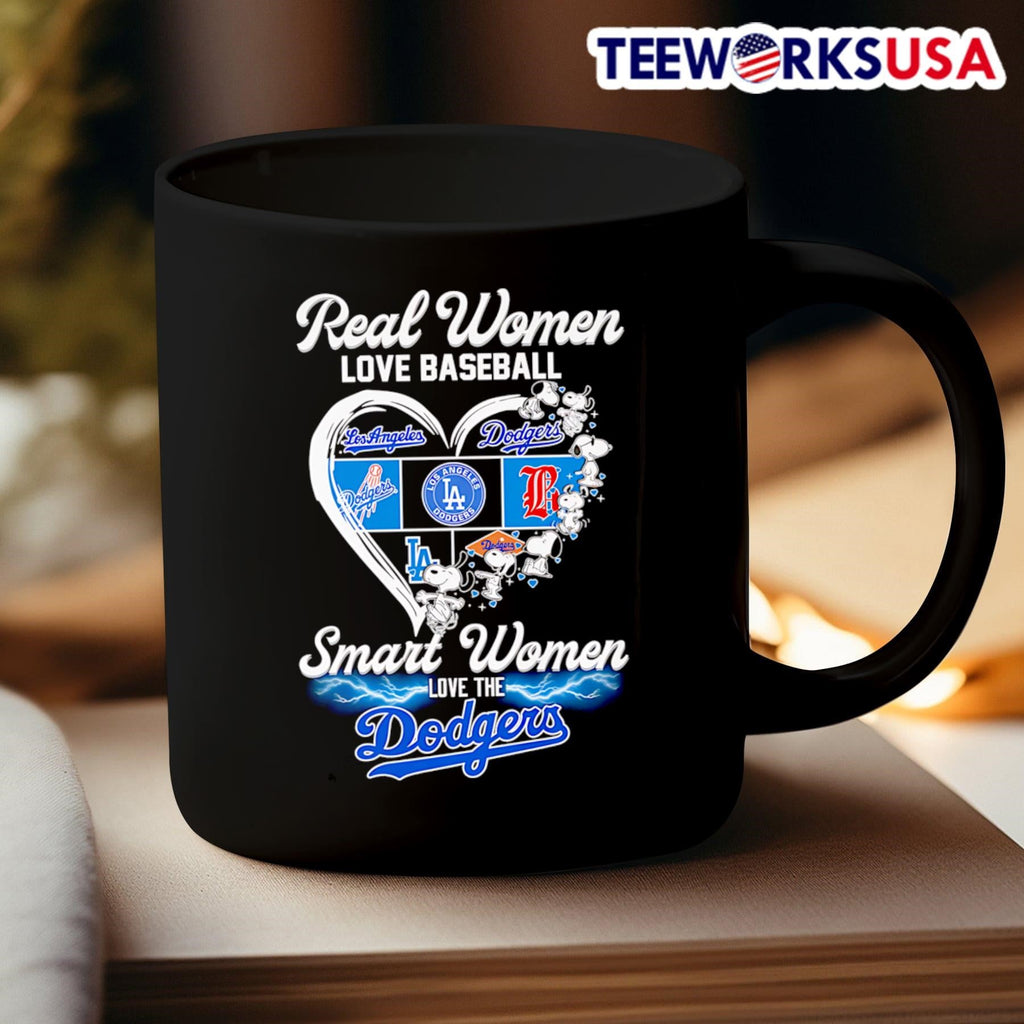 Snoopy real women love baseball smart the Dodgers - Adult & Kids T-Shirts, Sweatshirts & Hoodies apparel design preview 3