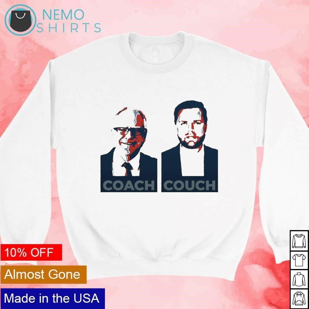 Coach Tim Walz couch JD Vance - Adult & Kids T-Shirts, Sweatshirts & Hoodies apparel design preview 4