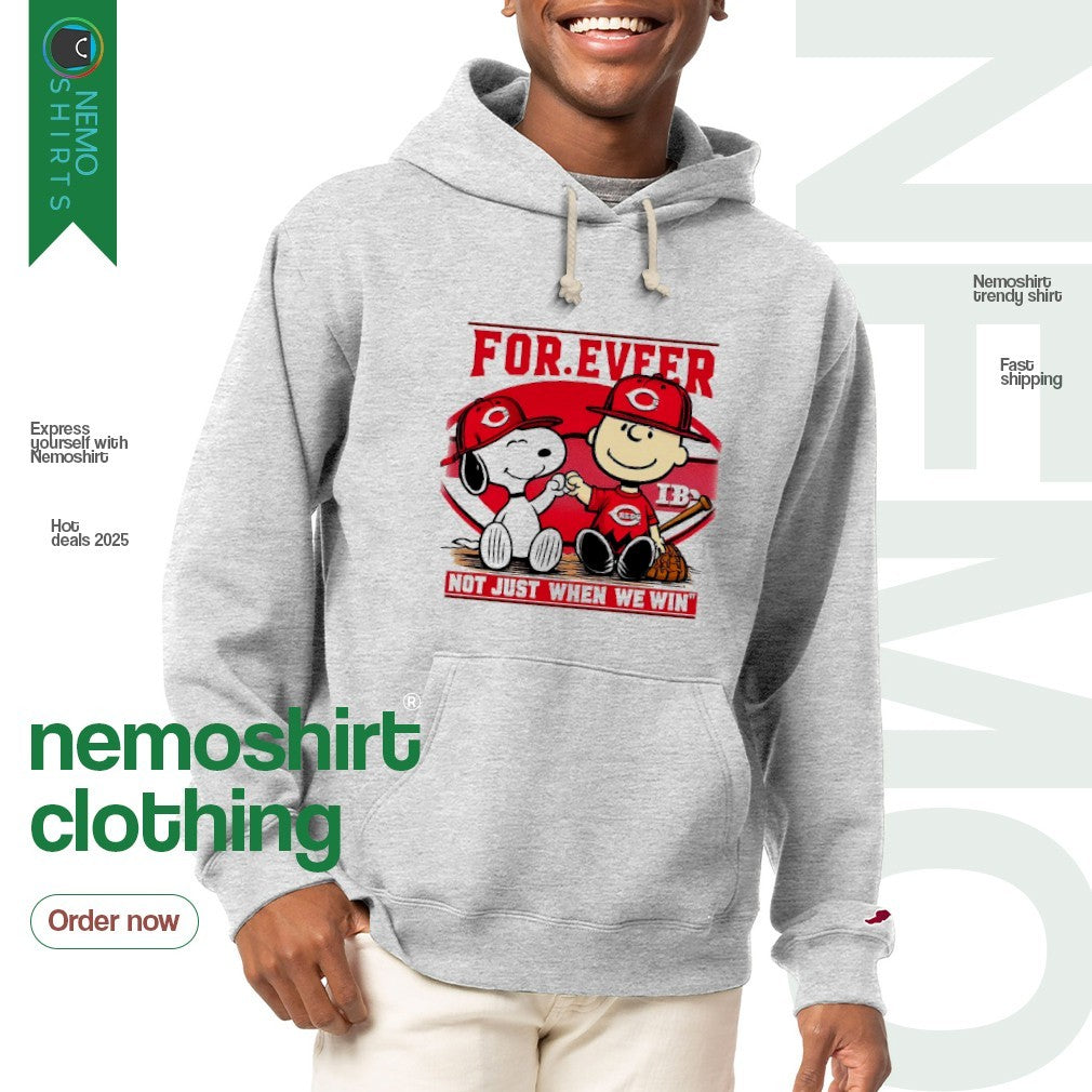 Snoopy and Charlie Brown Cincinnati Reds forever not - Adult & Kids T-Shirts, Sweatshirts & Hoodies apparel design preview 2