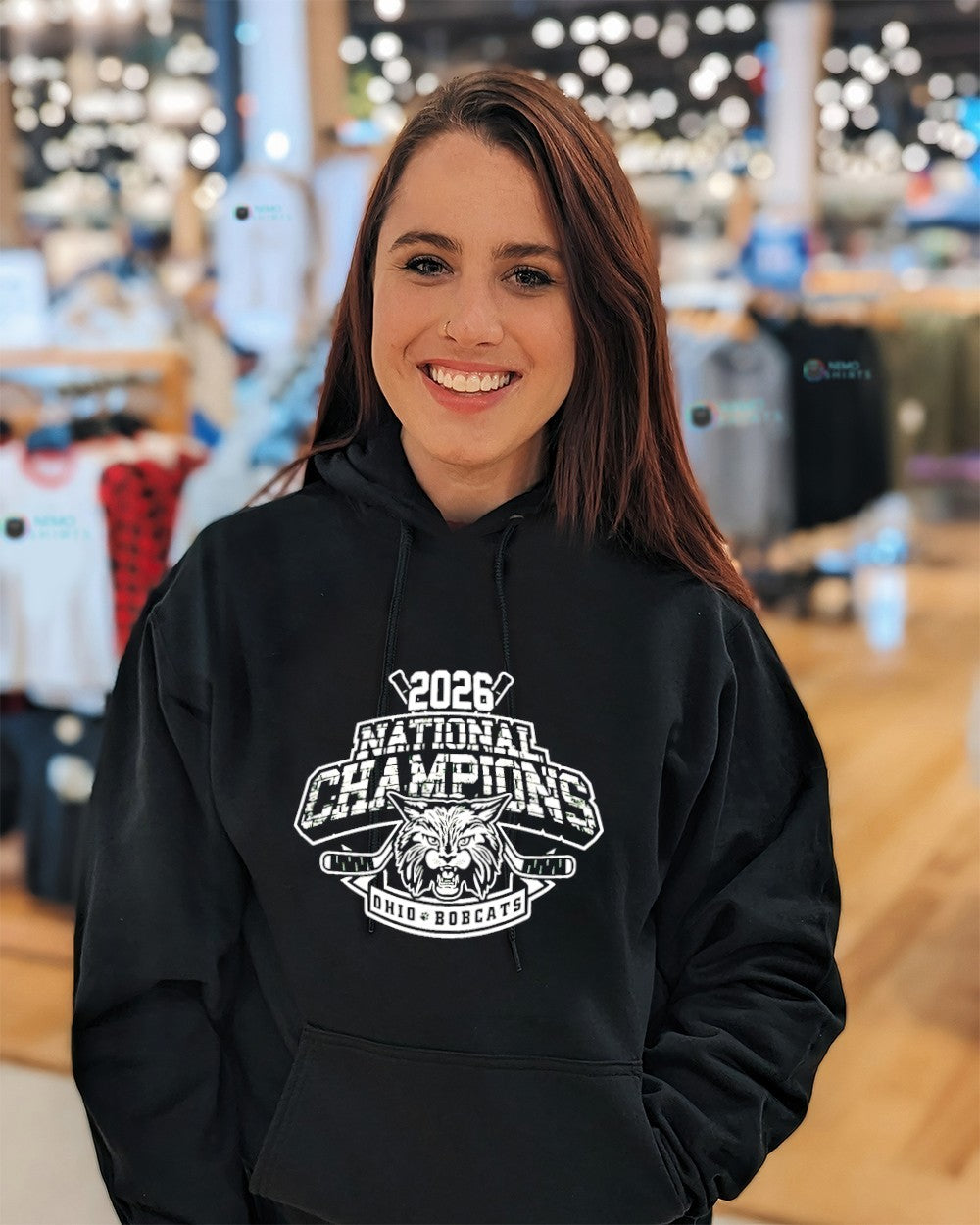 Ohio Bobcat hockey 2026 National Champions mascot - Adult & Kids T-Shirts, Sweatshirts & Hoodies apparel design preview 3