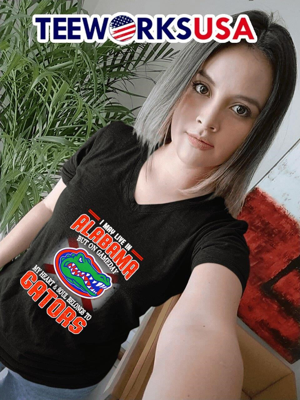 I may live in Alabama but one gameday my heart and - Adult & Kids T-Shirts, Sweatshirts & Hoodies apparel design preview 7