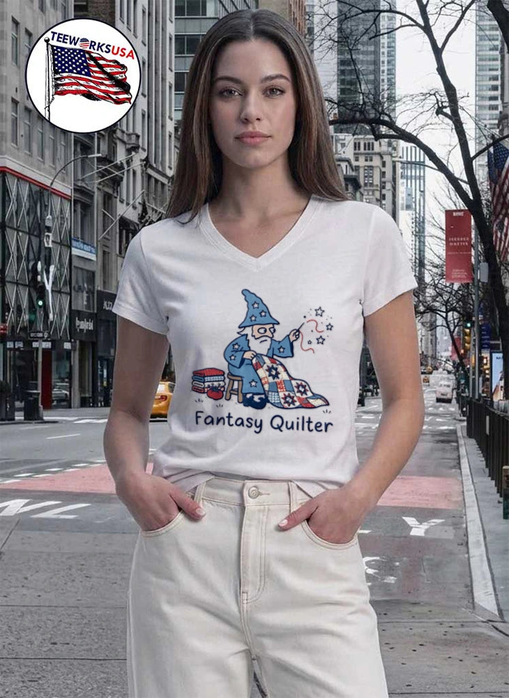 Fantasy Quilter wizard sewing quilt stars needle - Adult & Kids T-Shirts, Sweatshirts & Hoodies apparel design preview 7