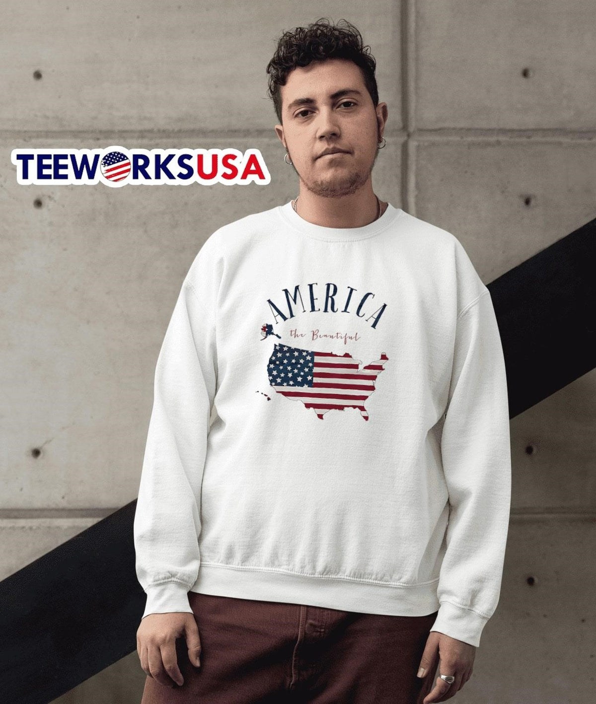 America the Beautiful Map American US - Adult & Kids T-Shirts, Sweatshirts & Hoodies apparel design preview 3