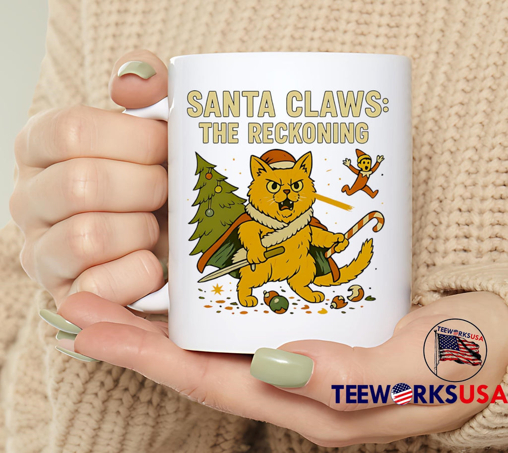 Santa Claws The Reckoning Funny Cat cute - Adult & Kids T-Shirts, Sweatshirts & Hoodies apparel design preview 6