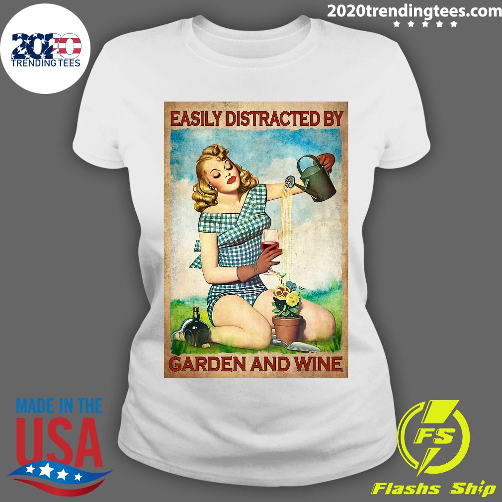 Easily Distracted By Garden And Wine Vintage Art - Adult & Kids T-Shirts, Sweatshirts & Hoodies apparel design preview 3
